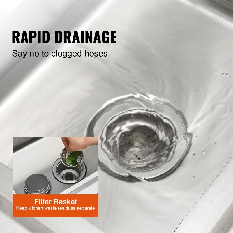 Pesuallas ruostumaton teräs vapaasti seisova yksialtainen integroidulla työtasolla 119,4x50x95 cm ammattikäyttöön