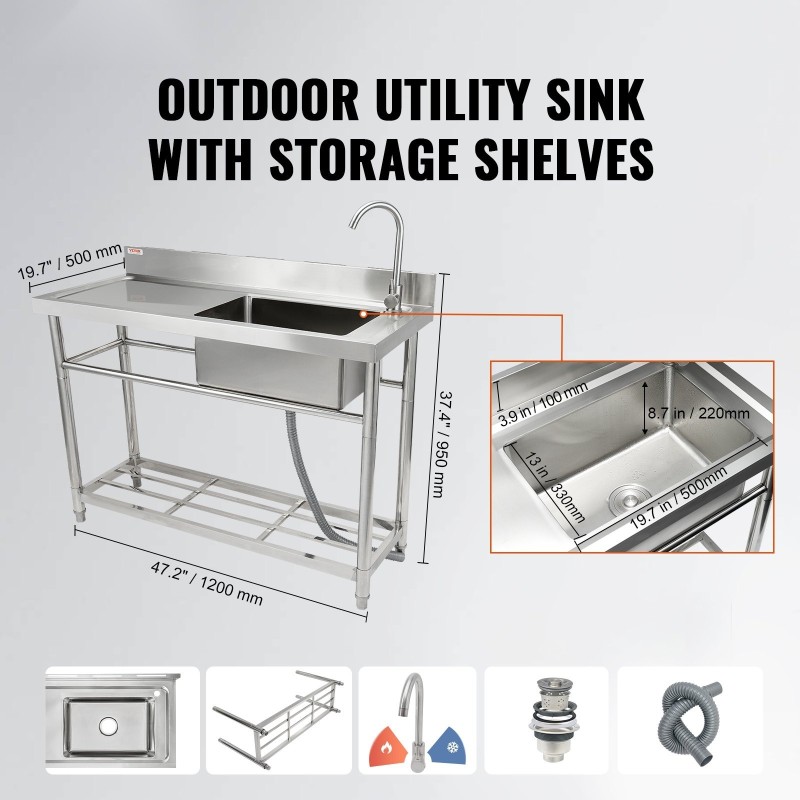 Ruostumaton teräs käyttöallas yhden komeron autotalli ravintola pyykkitila