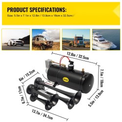 Junatorvisarja neljä torvea kromattu kolmen litran säiliö kompressori