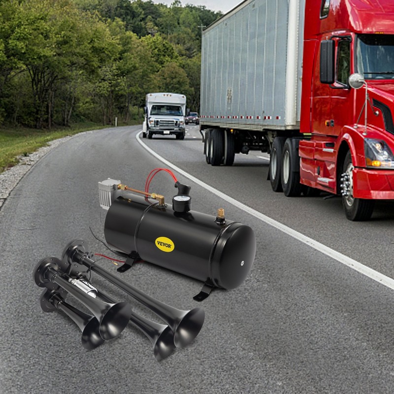 Junatorvisarja neljä torvea kromattu kolmen litran säiliö kompressori