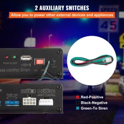 Auton varoitus- ja kuulutusjärjestelmä 200W 12V 8 varoitusääntä käsimikrofoni