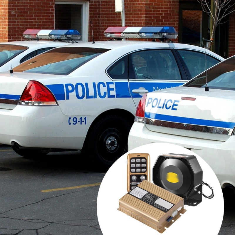 Auton varoitus- ja kuulutusjärjestelmä 200W 12V 8 varoitusääntä käsimikrofoni