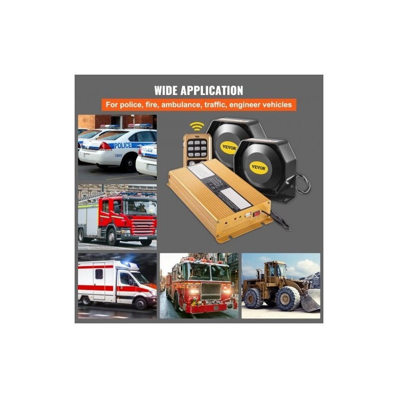 Sireenijärjestelmä ajoneuvoon 400W 2 torvea 8 äänitilaa 12V