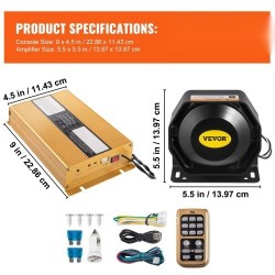 Sireenijärjestelmä ajoneuvoon 400W 2 torvea 8 äänitilaa 12V