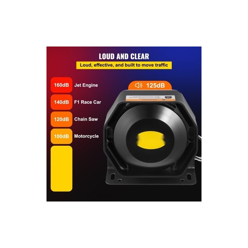 Hätävaroitussarja 200W 12V muovikotelo 125 dB 9 ääntä käsimikrofoni ajoneuvoihin