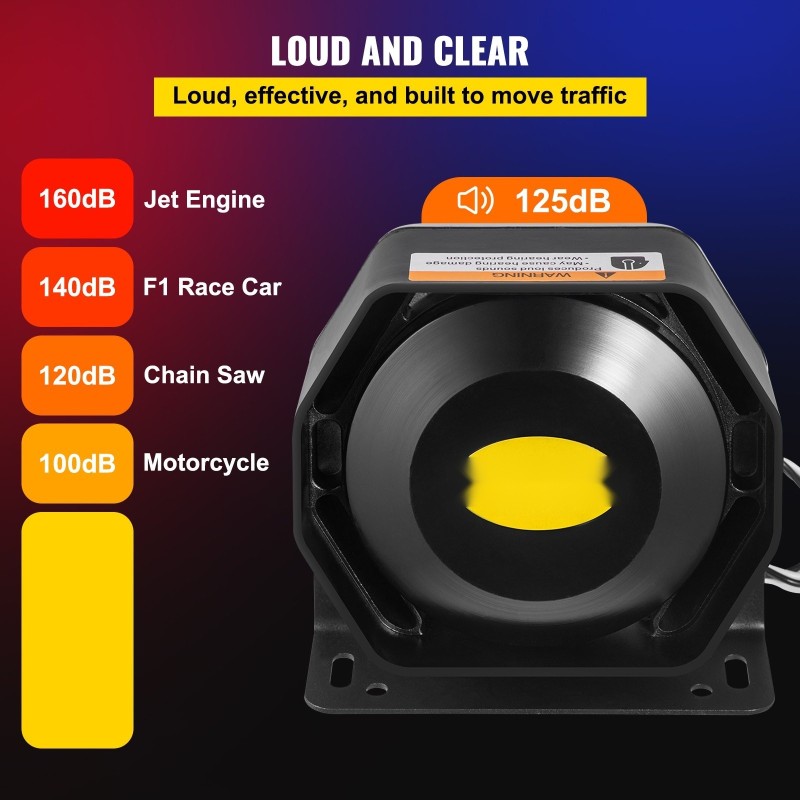 Ajoneuvosireenipaketti 200W 12V kaiutin ja käsimikrofoni kahdeksalla varoitusäänellä