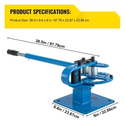 Penkkimallinen käsitaivutin A3-teräsrunko 7 pyöreää muottia 1–3 tuumaa 44 tuuman teleskooppivarsi