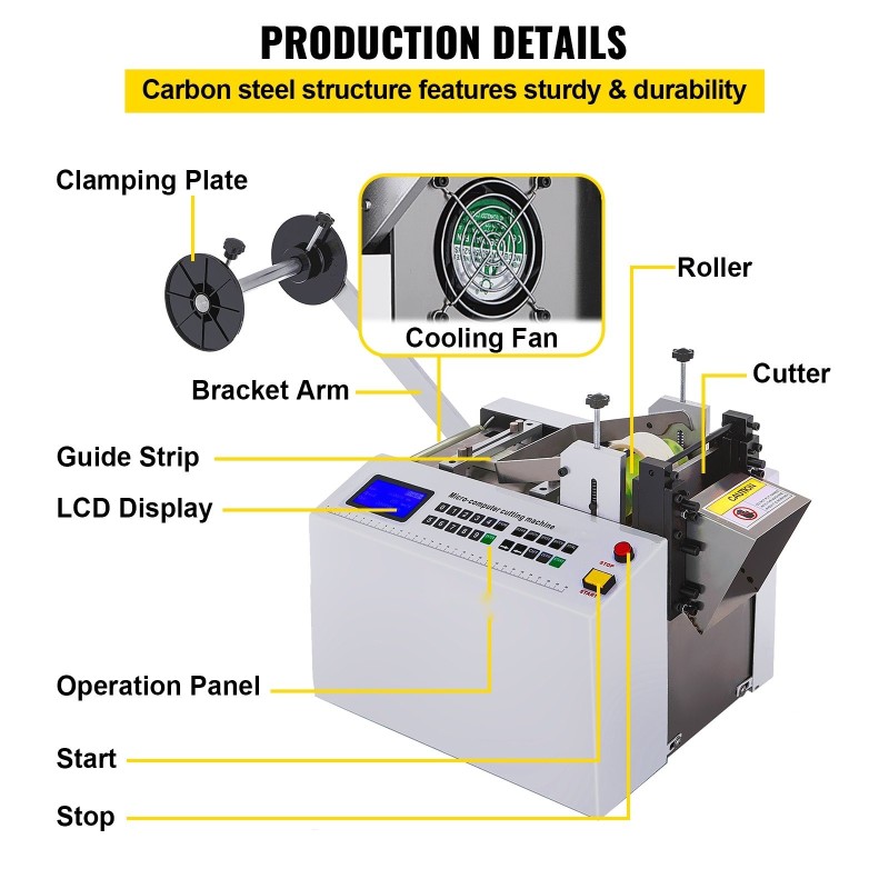 Automaattinen PVC-kutistesukan leikkuri 100 mm leikkausleveys 11 mm maksimihalkaisija 350 watin moottori
