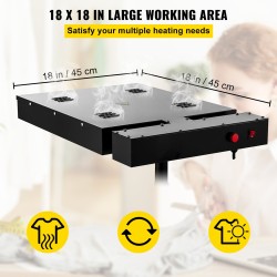 Flash-kuivain teräsrunkoinen 18 x 18 tuuman korkeussäädettävä T-paitojen kuivaukseen