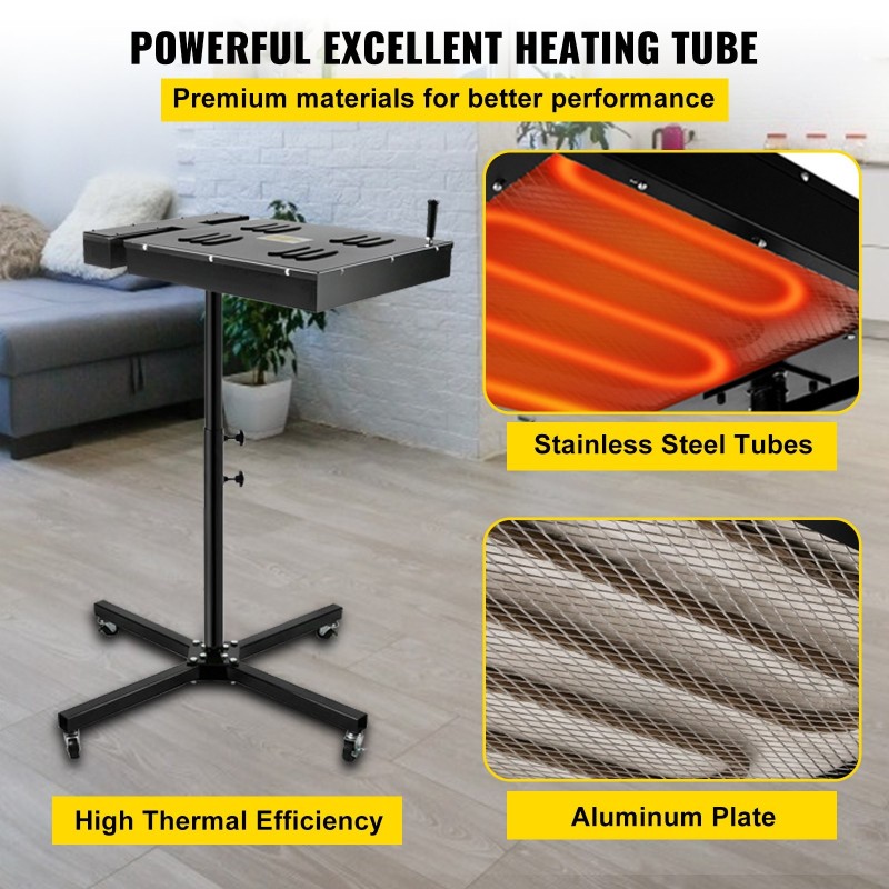 Flash-kuivain silkkipainoon 41 x 41 cm teräsrunko 1700W säädettävä korkeus