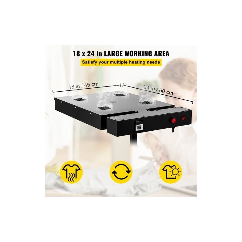 Silkkipainon pikakuivain teräsrunkoinen 45x60 cm 2000 wattia lämpötilanäytöllä