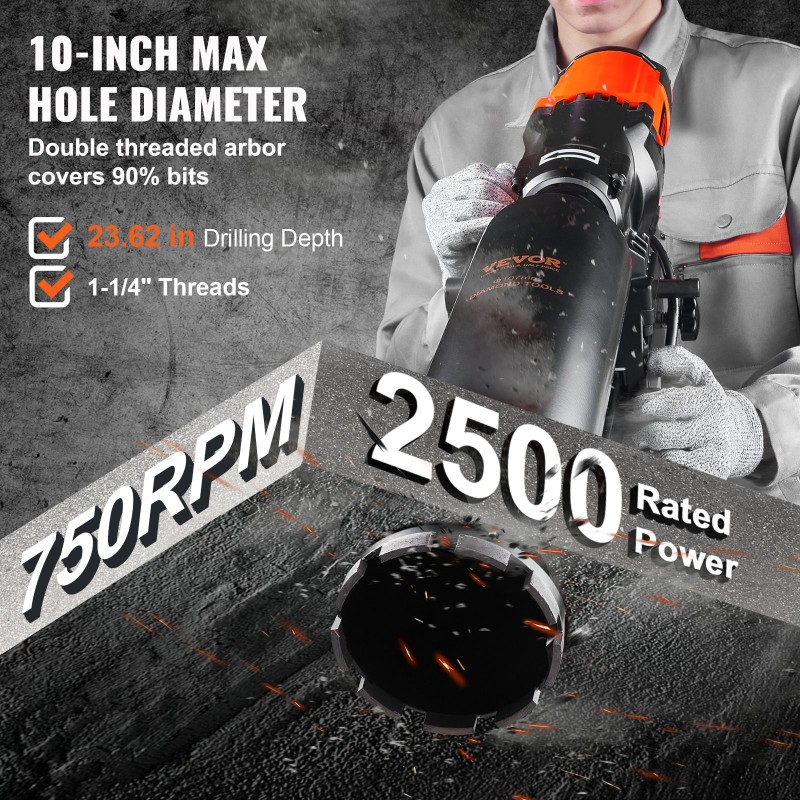 Timanttinen märkäporakone 3200W porateline pyörillä ruostumaton teräsakseli betonille