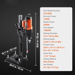 Timanttinen märkäporakone 3200W porateline pyörillä ruostumaton teräsakseli betonille