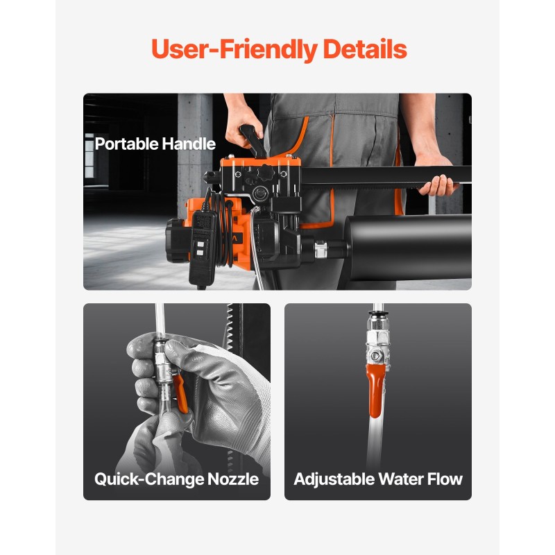 Timanttinen ydinkairauskone jalustalla betoniin tiileen kiveen 20–200 mm 8 porakruunua