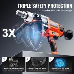 Timanttiporakone 2600W käsikäyttöinen 20–180 mm porausläpimitta kuiva- ja märkäporaus sekoitusominaisuus