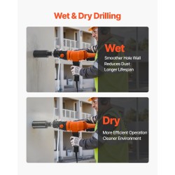 Käsikäyttöinen timanttiydinporakone betoniin tiileen kiveen 1500 wattia kaksinopeuksinen 4 poranterää