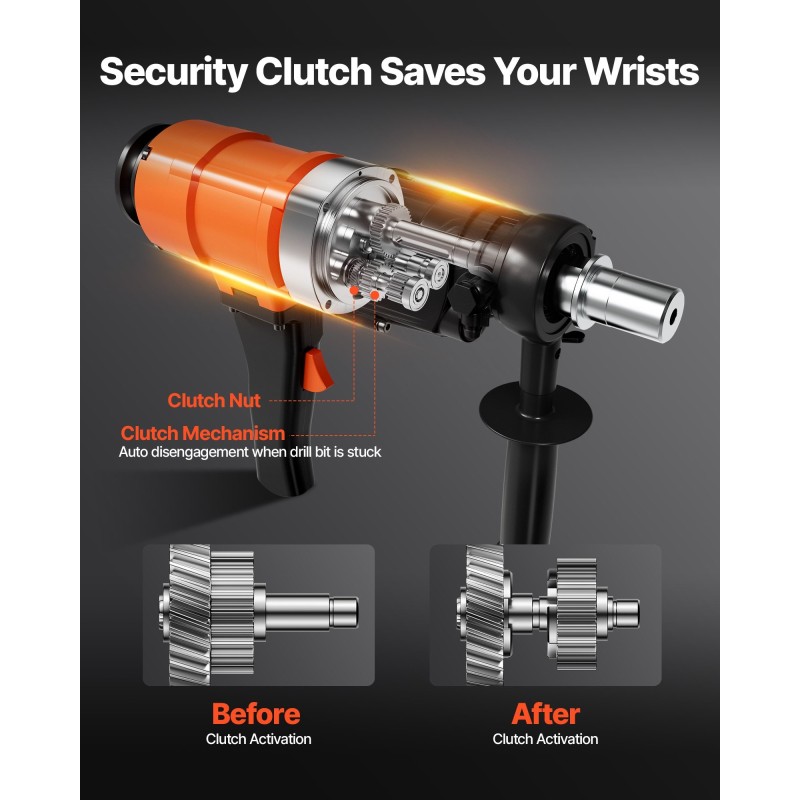 Käsikäyttöinen timanttiydinporakone betoniin tiileen kiveen 1500 wattia kaksinopeuksinen 4 poranterää