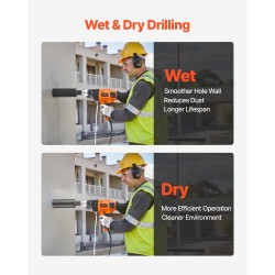 Käsikäyttöinen timanttiydinporakone 20–160 mm 2000W 4 kpl timanttiporakruunuja märkä- ja kuivaporaus