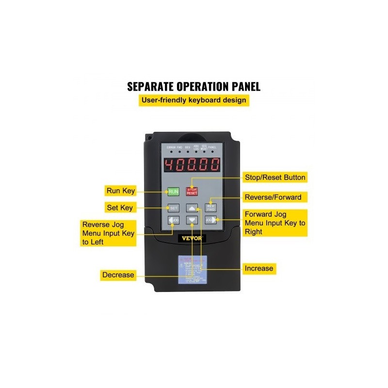 Taajuusmuuttaja 4 kW vaihtojännite 200-260 V 3-vaiheinen ulostulo 0.1-400 Hz