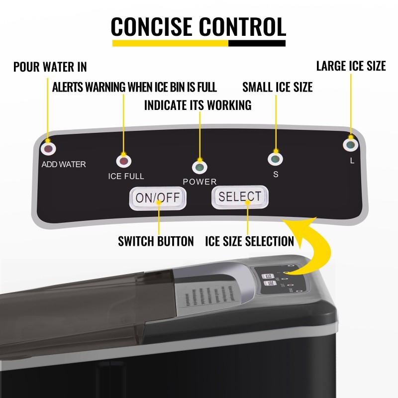 Työtasolle tarkoitettu kannettava jääpalakone kaksitoista kilogrammaa vuorokaudessa kaksi jääkokoa nestekidenäyttö