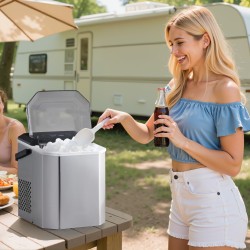 Pöytämallinen kannettava jääpalakone ruostumatonta terästä valmistaa yhdeksän jääpalaa kuudessa minuutissa