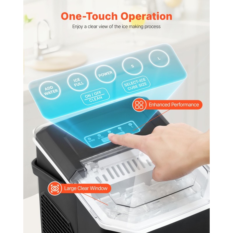 Pöytäjääpalakone 9 jääkuutiota 6–13 minuutissa 0,5 kg säiliö itsepuhdistus kantokahvalla
