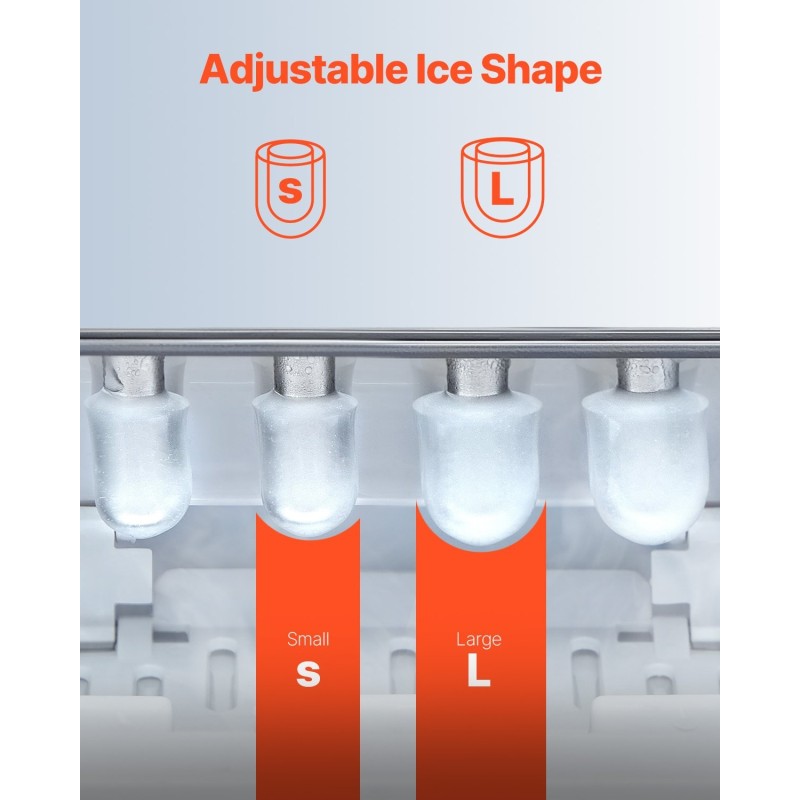 Pöytätason jääpalakone ruostumatonta terästä 33 paunaa päivässä 9 jääpalaa