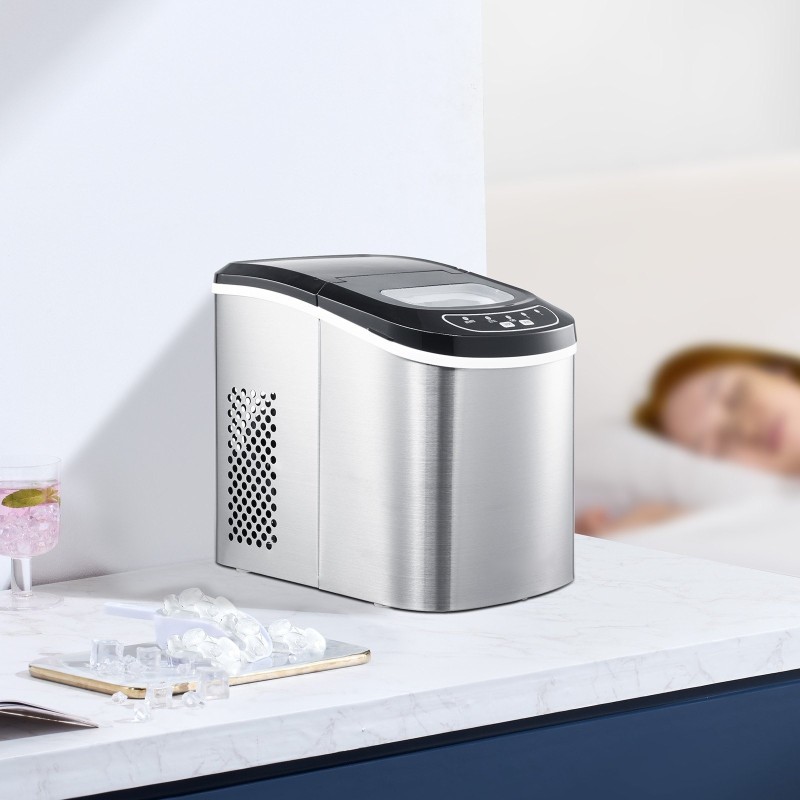 Pöytätason jääpalakone ruostumatonta terästä 33 paunaa päivässä 9 jääpalaa