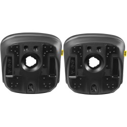 Traktorin istuinpari korkea selkänoja musta vinyyli tyhjennysreikä kangaspehmuste