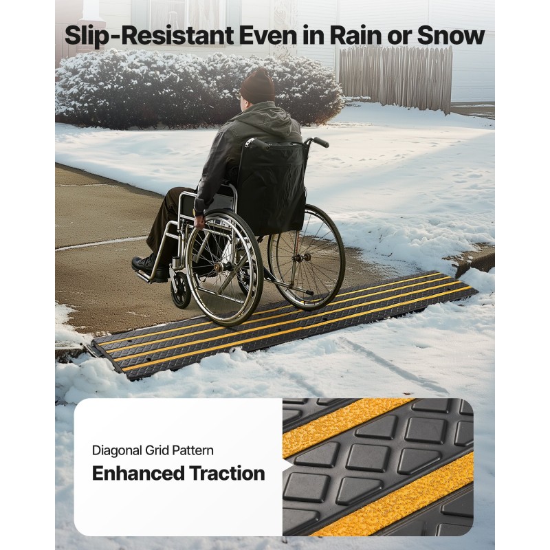 Kuminen reunakynnys 66 mm nousu 15 tonnin kantavuus keltaisilla heijastinnauhoilla 1 kpl