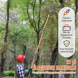 Käsikäyttöinen oksasaha säädettävä pituus 2,2–8,2 m lasikuituvarsi terästerä pensaiden ja palmun leikkaamiseen