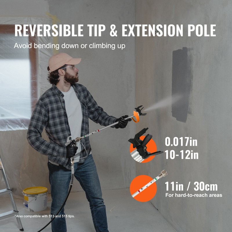 Sähkökäyttöinen jalallinen korkeapaineruiskumaalain 650 wattia 200 barin alumiinivarsi 7,5 metrin letku