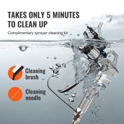 Sähkökäyttöinen jalallinen korkeapaineruiskumaalain 650 wattia 200 barin alumiinivarsi 7,5 metrin letku