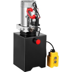 Yksitoiminen hydraulipumppu metallisäiliö 6 l 12 V nostoon