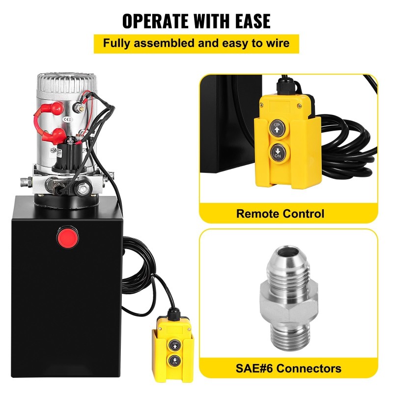 Hydraulipumppu 12 voltin yksitoiminen metallinen 13 kvartin säiliö kippiperävaunuille