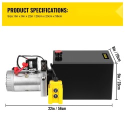 Hydraulipumppu 12 voltin yksitoiminen metallinen 13 kvartin säiliö kippiperävaunuille