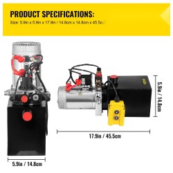 Hydraulipumppu kaksitoiminen metallisäiliö esiasennettu 12V 1.6–3.0 kW kippiperävaunuille
