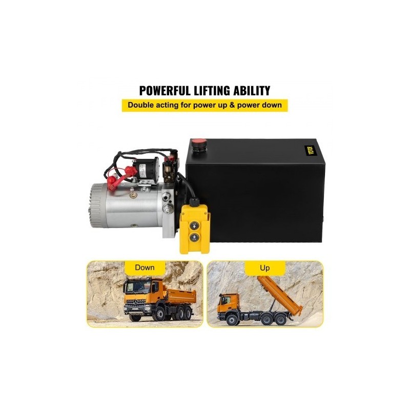 Hydraulinen tehopaketti 20 kvartin terässäiliö 12 voltin kaksoisvaikutteinen kippiperävaunuille