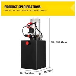 Kaksitoiminen hydraulipumppu 12 kvartin terässäiliöllä 12 voltin moottorilla kippiperävaunuille
