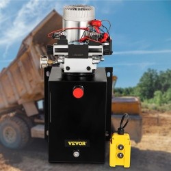 Kaksitoiminen hydrauliyksikkö metallisella 11,4 l säiliöllä 12 V moottorilla painemittarilla