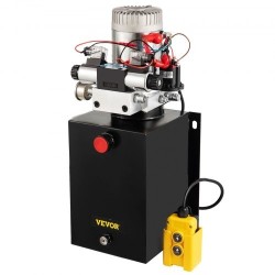 Kaksitoiminen hydrauliyksikkö metallisella 11,4 l säiliöllä 12 V moottorilla painemittarilla