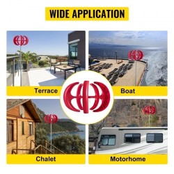 Pystysuuntainen lyhtymallinen tuuliturbiini 12 volttia 400 wattia 5 nailonkuitulavaa lataussäätimellä punainen