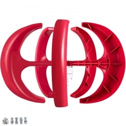 Pystysuuntainen lyhtymallinen tuuliturbiini 12 volttia 400 wattia 5 nailonkuitulavaa lataussäätimellä punainen