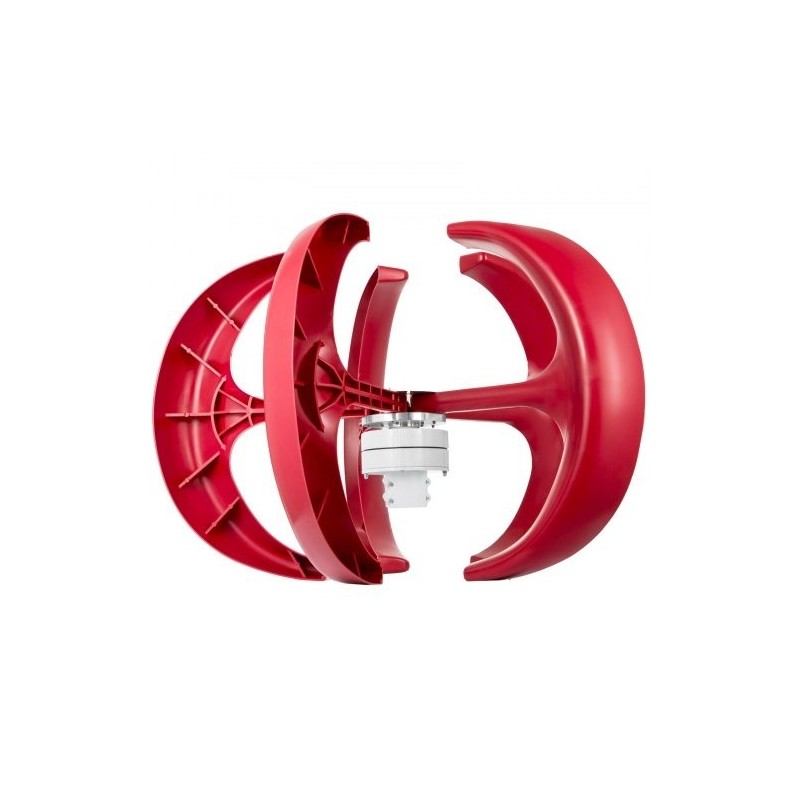 Pystysuuntainen lyhtymallinen tuuliturbiini 12 volttia 400 wattia 5 nailonkuitulavaa lataussäätimellä punainen