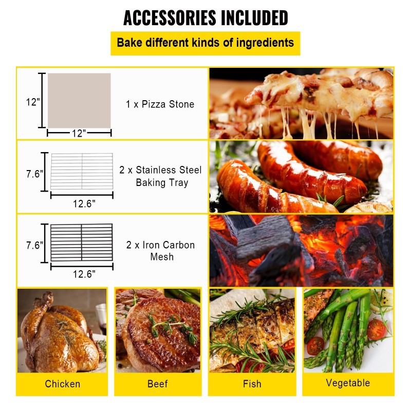 Ulkopizzauuni 12-tuumainen teräs eristetty monipolttoaineinen liikuteltavilla pyörillä