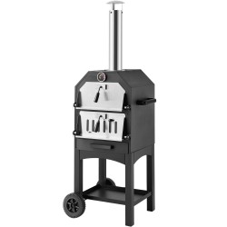 Ulkopizzauuni 12 tuumainen puulämmitteinen teräs taittuvat jalat irrotettavat pyörät