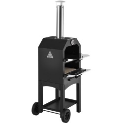 Ulkopizzauuni 12-tuumainen puulämmitteinen teräs taittuvat jalat irrotettavat pyörät