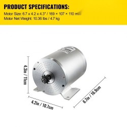 Harjaton tasavirtamoottoripaketti 48 V 2000 W ohjaimella ja kiinnityskannakkeella