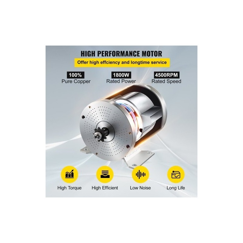 Tasavirtaharjamoottoripaketti 48V 1800W puhdas kuparikäämitys alumiinikuori ohjain poljin laturi