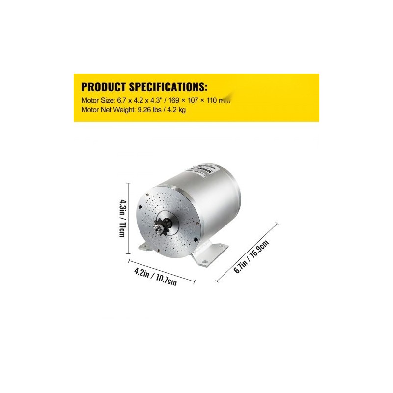 Tasavirtaharjamoottoripaketti 48V 1800W puhdas kuparikäämitys alumiinikuori ohjain poljin laturi